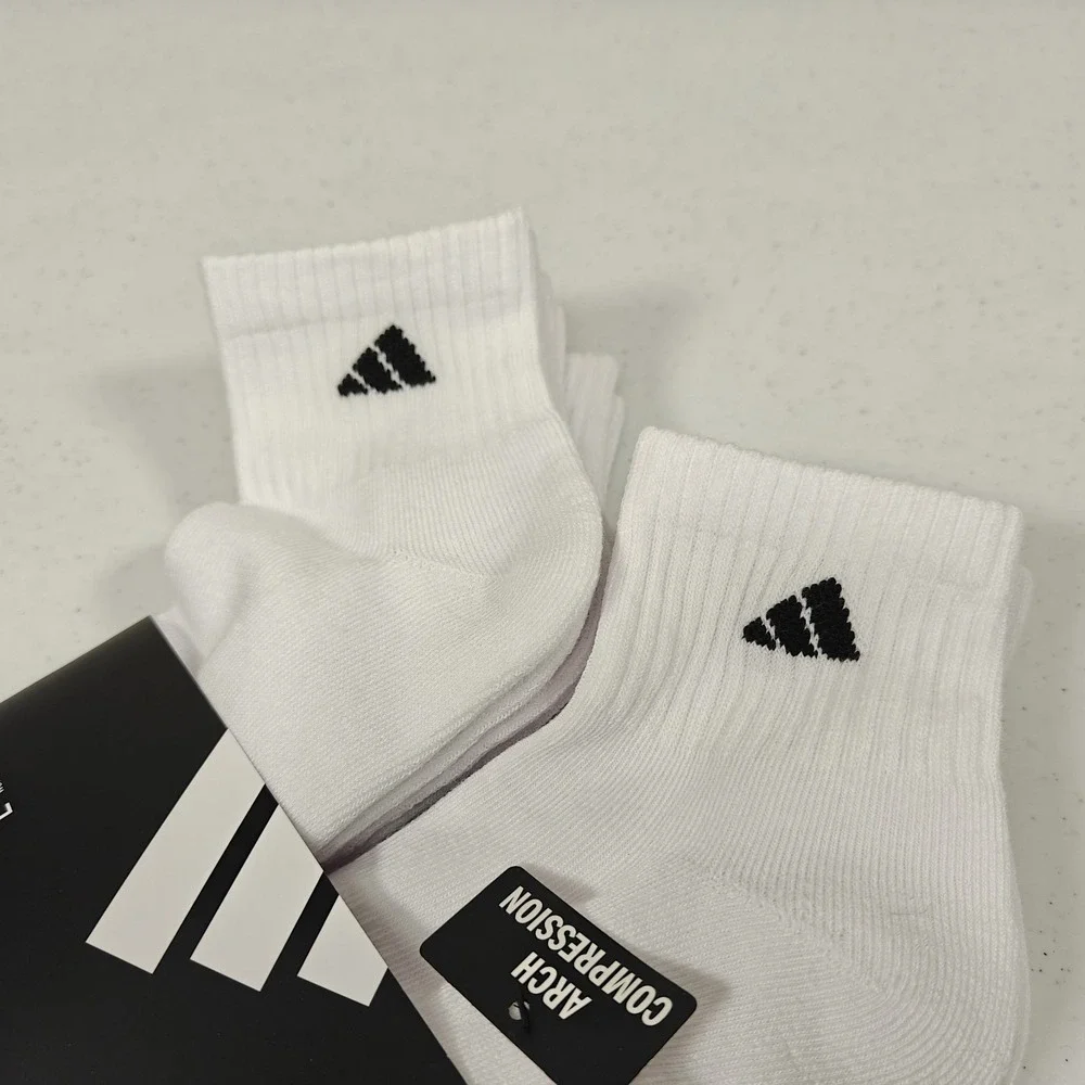 Adidas Mens Originals Quarter Ankle Soft Dry White Socks 6 Pairs Size Large 8-12